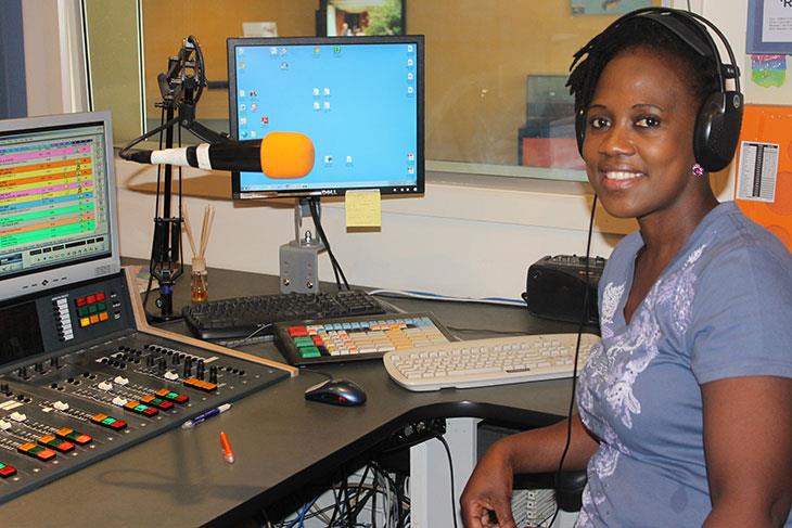 Malichaba Lekhoaba in the studio of Life FM Adelaide Austrailia