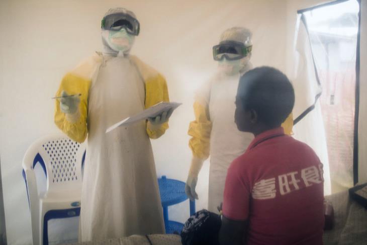 A five years old boy is treated for Ebola in Uganda.